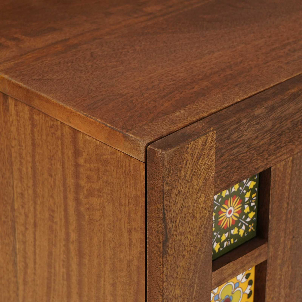 TV-Schränk mit Tür Walnuss 105 x 33 x 46 cm Massivholz Mango
