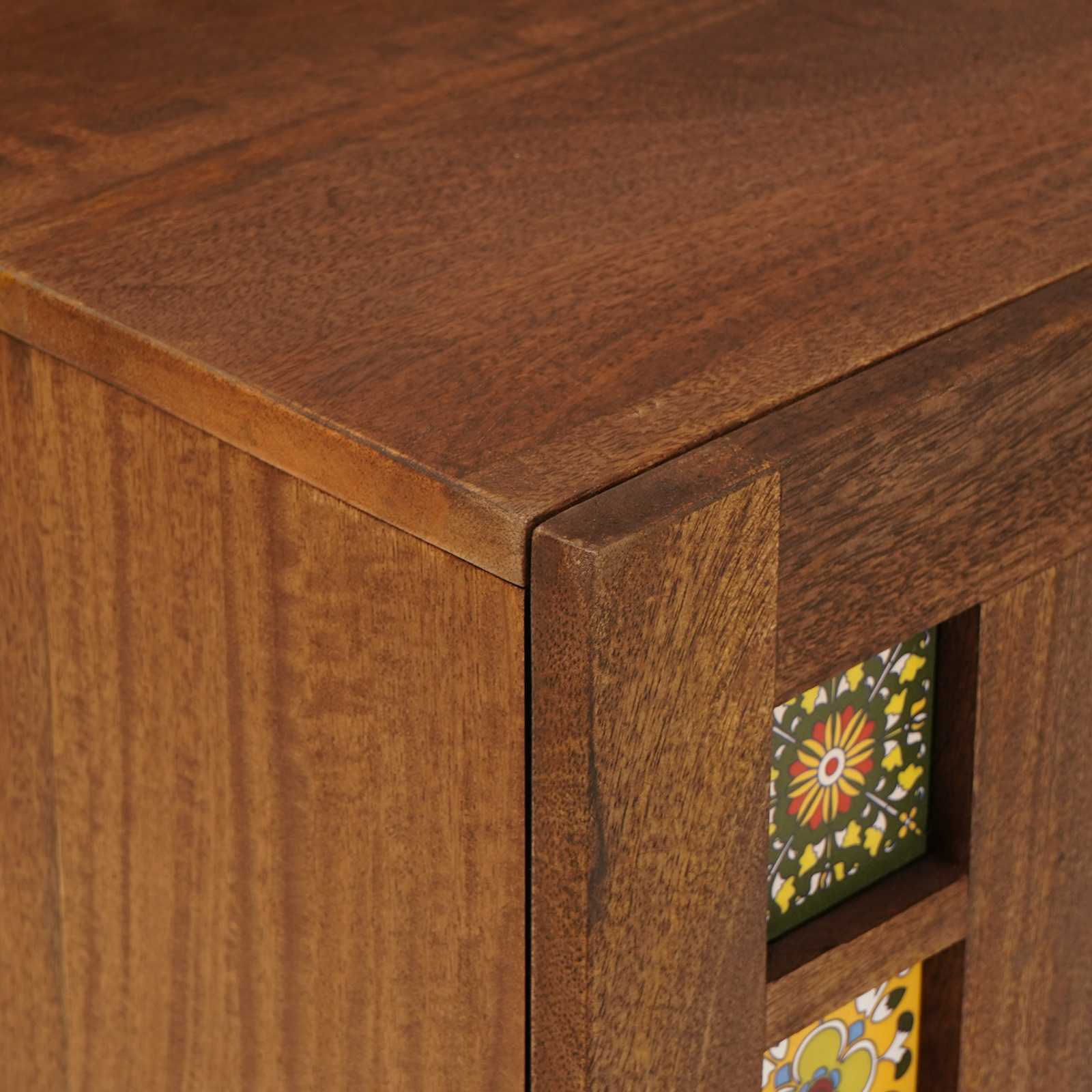 TV-Schränk mit Tür Walnuss 105 x 33 x 46 cm Massivholz Mango