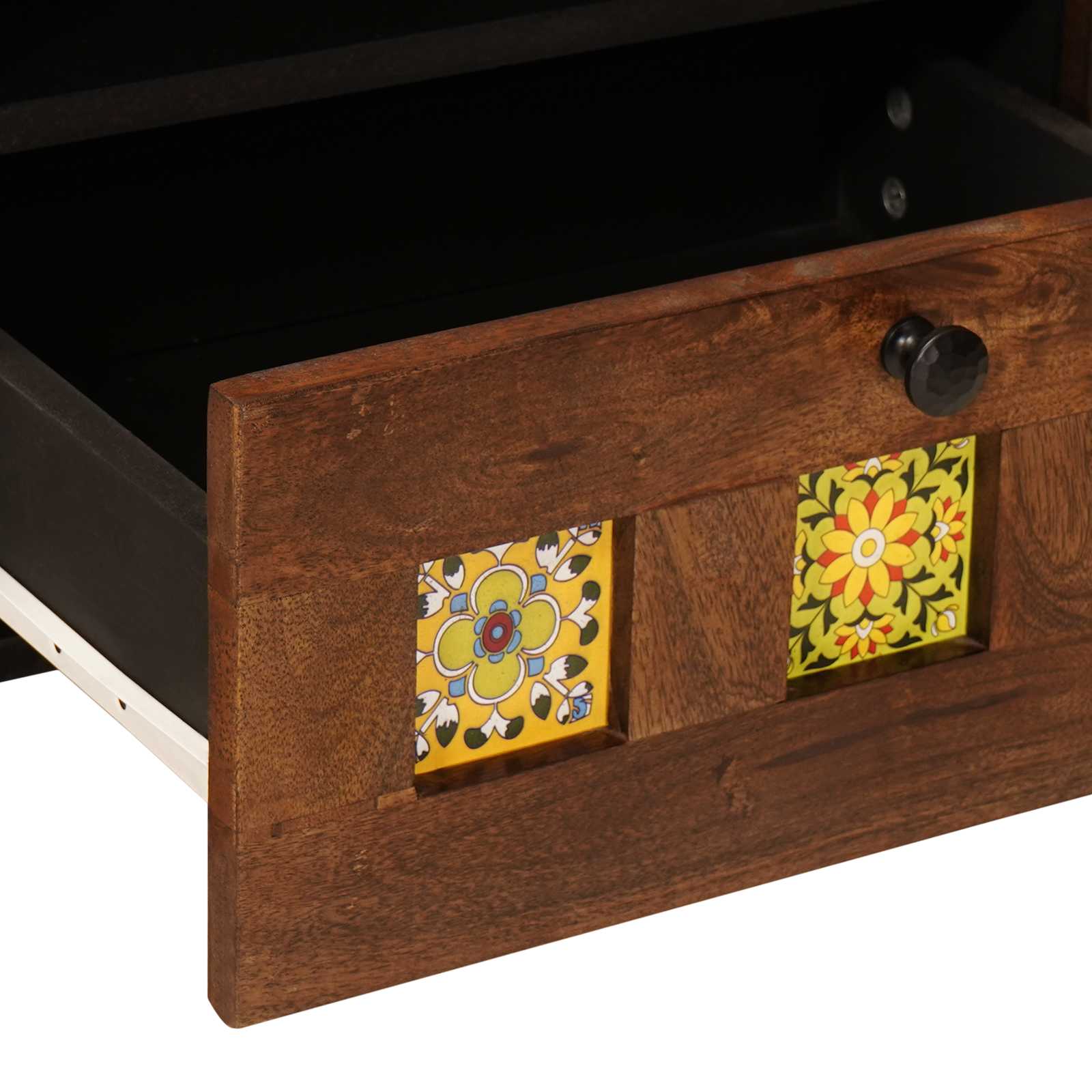 TV-Schränk mit Tür Walnuss 105 x 33 x 46 cm Massivholz Mango