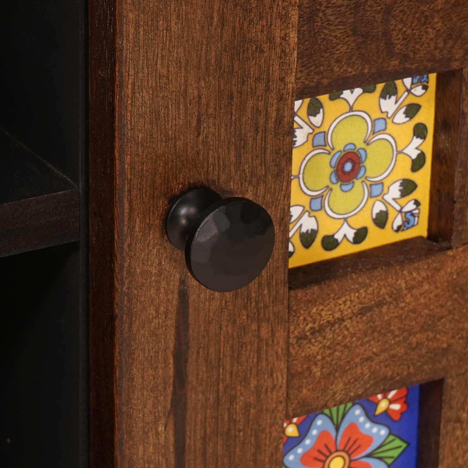 TV-Schränk mit Tür Walnuss 80 x 33 x 46 cm Massivholz Mango