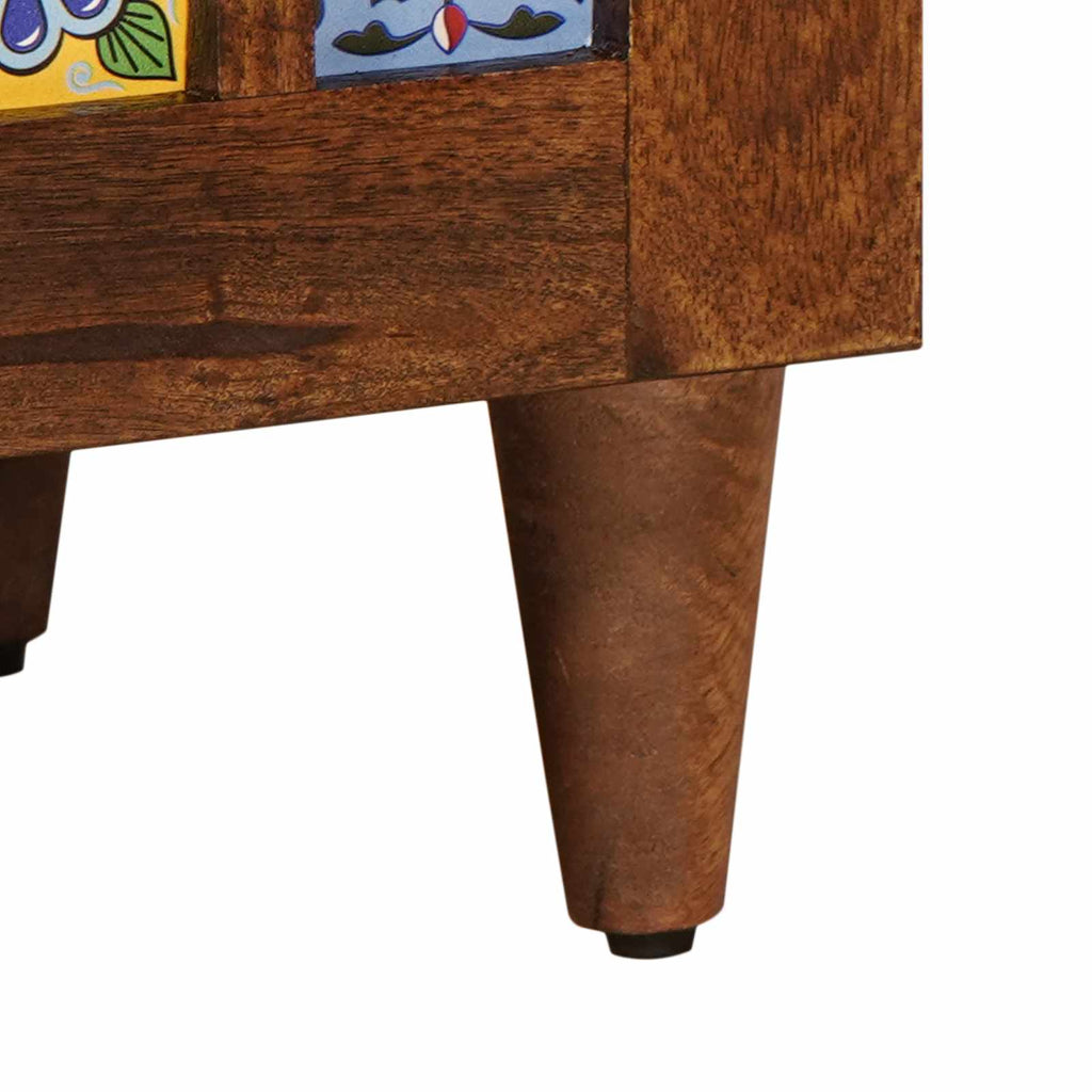 TV-Schränk mit Tür Walnuss 80 x 33 x 46 cm Massivholz Mango