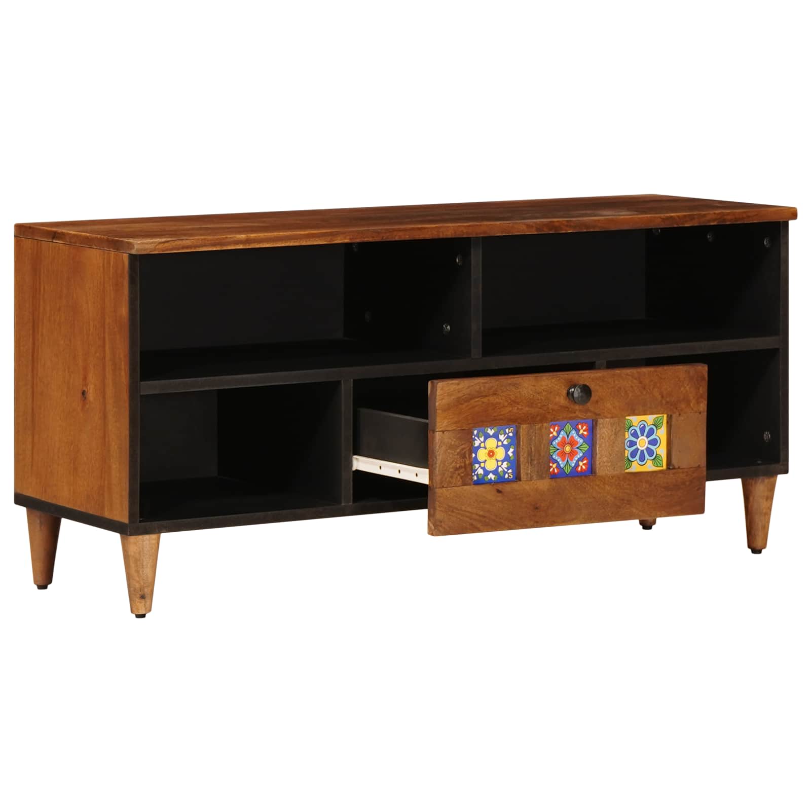 TV-Schränk mit Regal Walnuss 100 x 33 x 46 cm Massivholz Mango