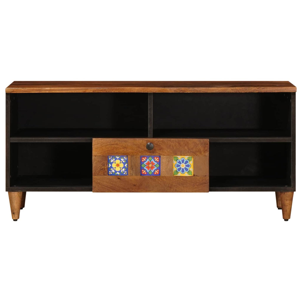 TV-Schränk mit Regal Walnuss 100 x 33 x 46 cm Massivholz Mango