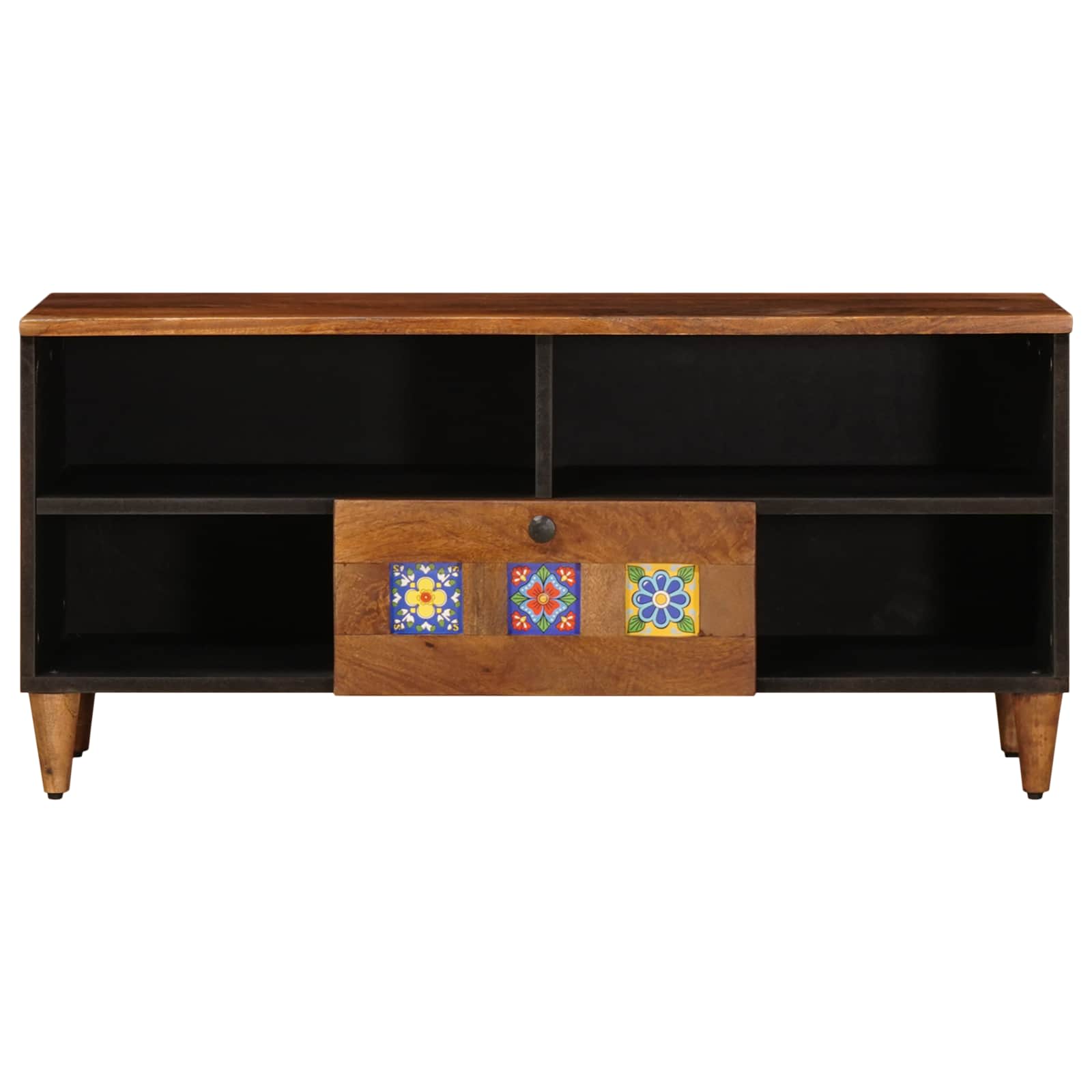 TV-Schränk mit Regal Walnuss 100 x 33 x 46 cm Massivholz Mango