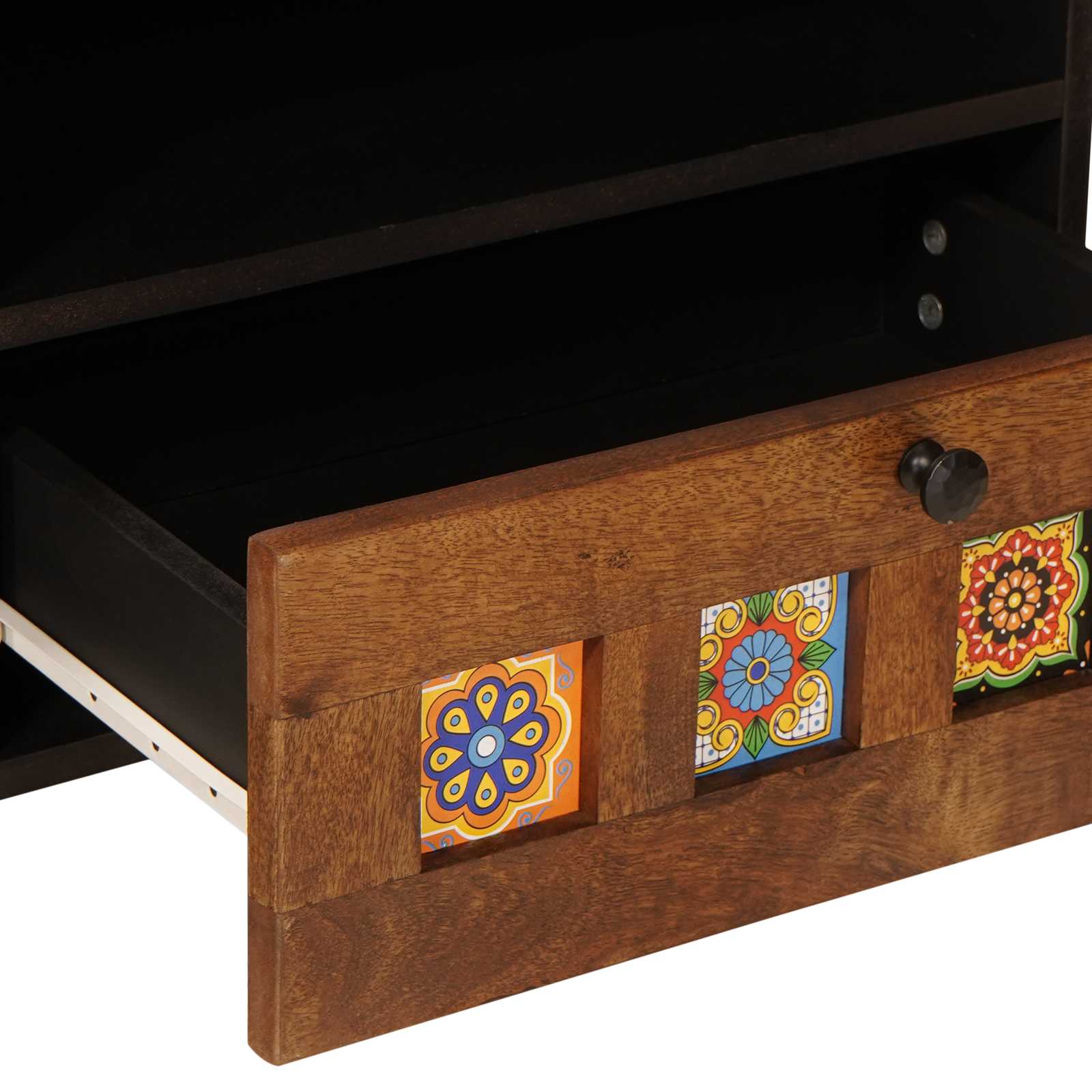 TV-Schränk mit Regal Walnuss 80 x 33 x 46 cm Massivholz Mango