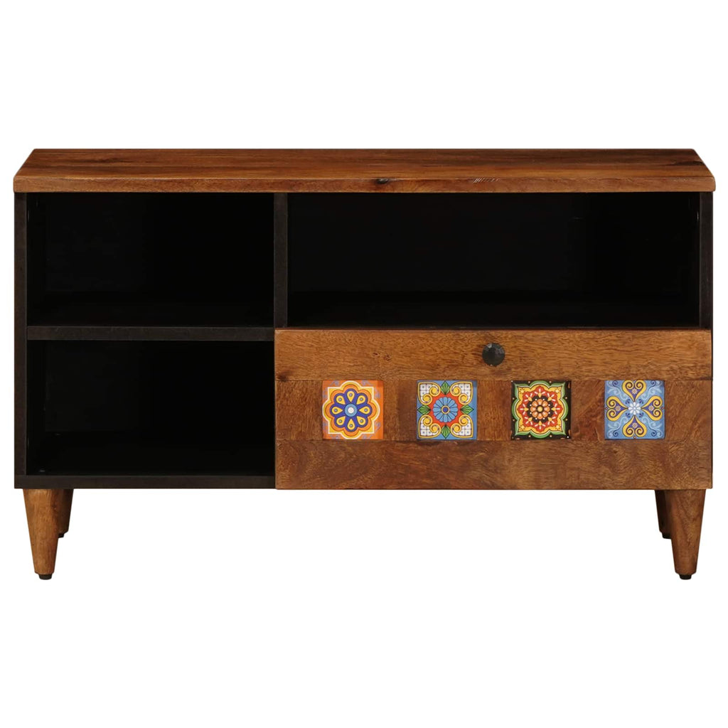 TV-Schränk mit Regal Walnuss 80 x 33 x 46 cm Massivholz Mango