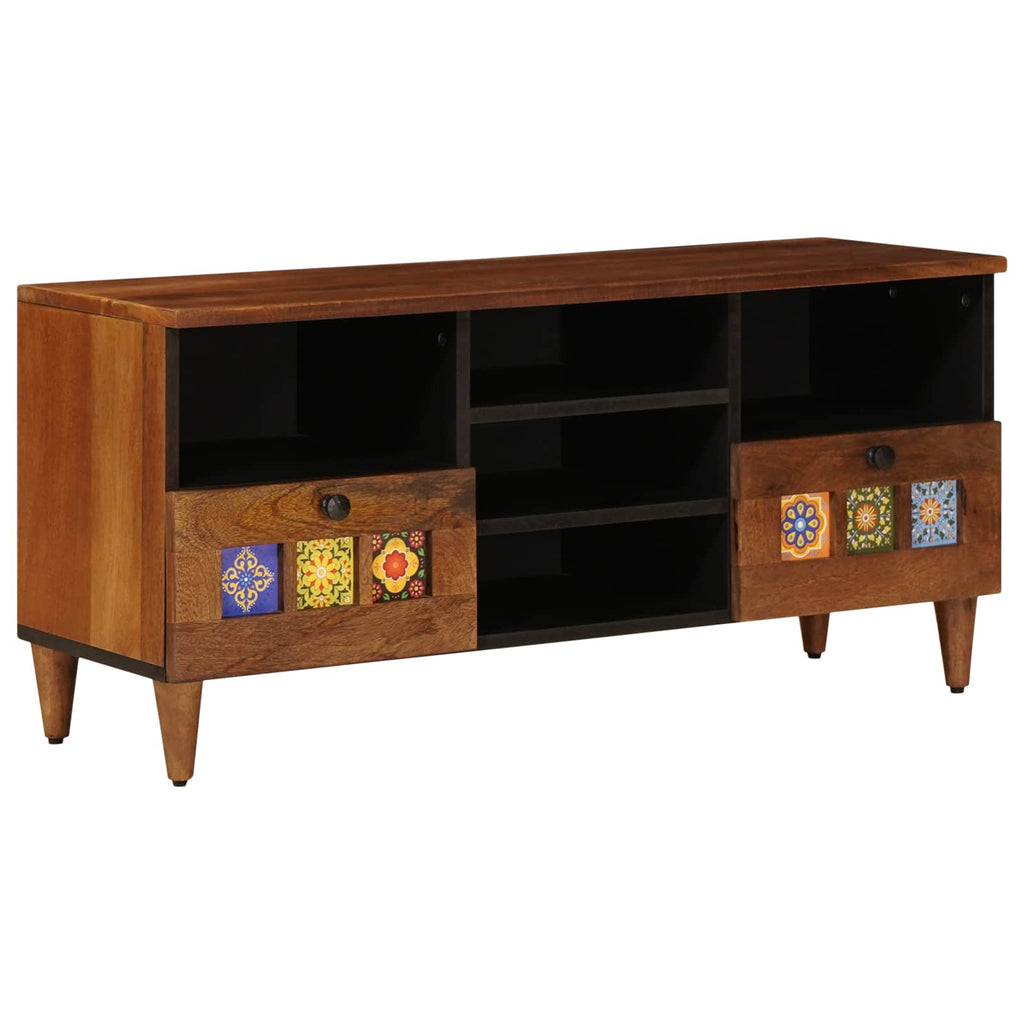 TV-Schränk mit Regal Walnuss 100 x 33 x 46 cm Massivholz Mango