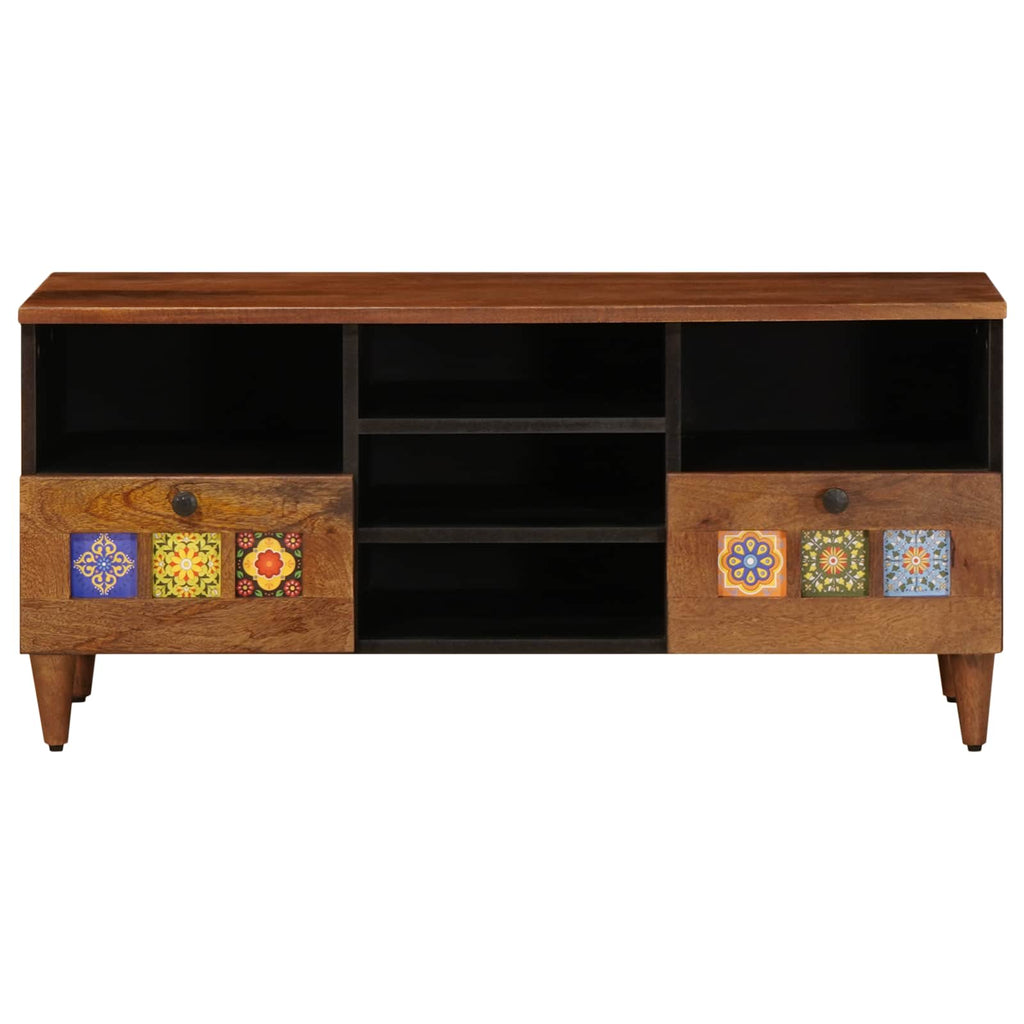 TV-Schränk mit Regal Walnuss 100 x 33 x 46 cm Massivholz Mango