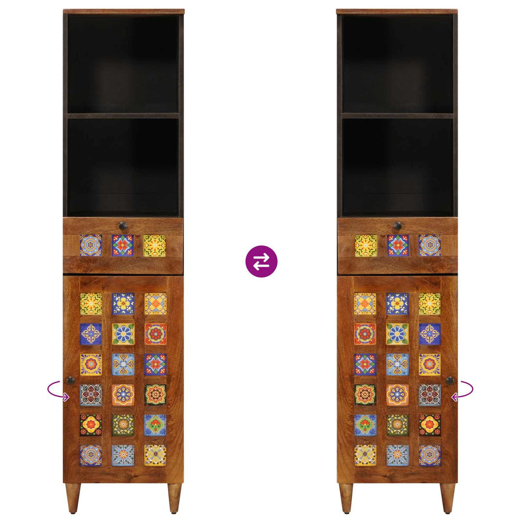 Badezimmerschrank mit Schubladen Walnuss 38 x 33 x 160 cm