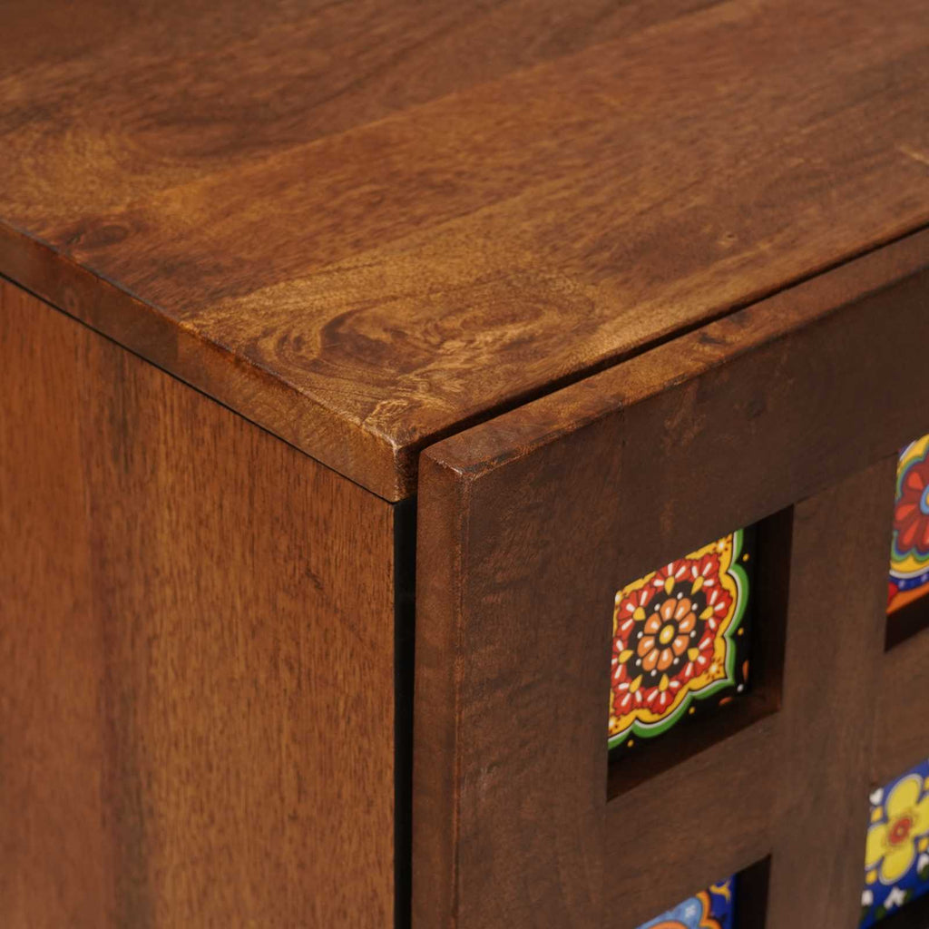 Sideboard mit Speicher Walnuss 40 x 33 x 75 cm Massivholz Mango