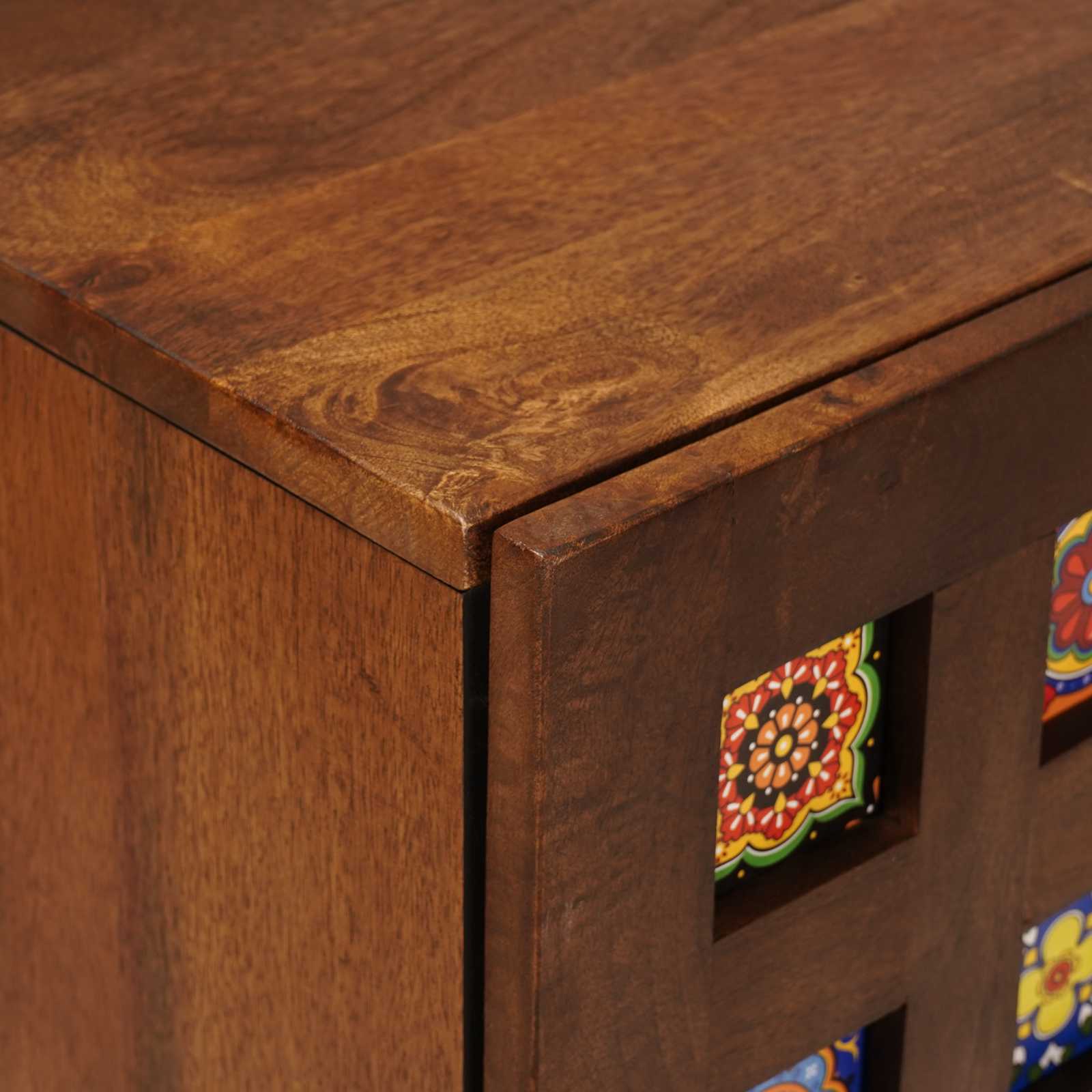 Sideboard mit Speicher Walnuss 40 x 33 x 75 cm Massivholz Mango