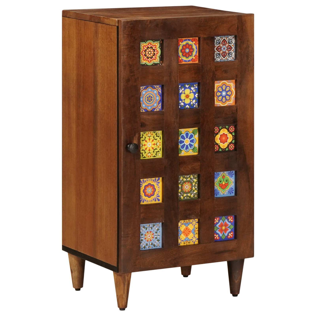 Sideboard mit Speicher Walnuss 40 x 33 x 75 cm Massivholz Mango
