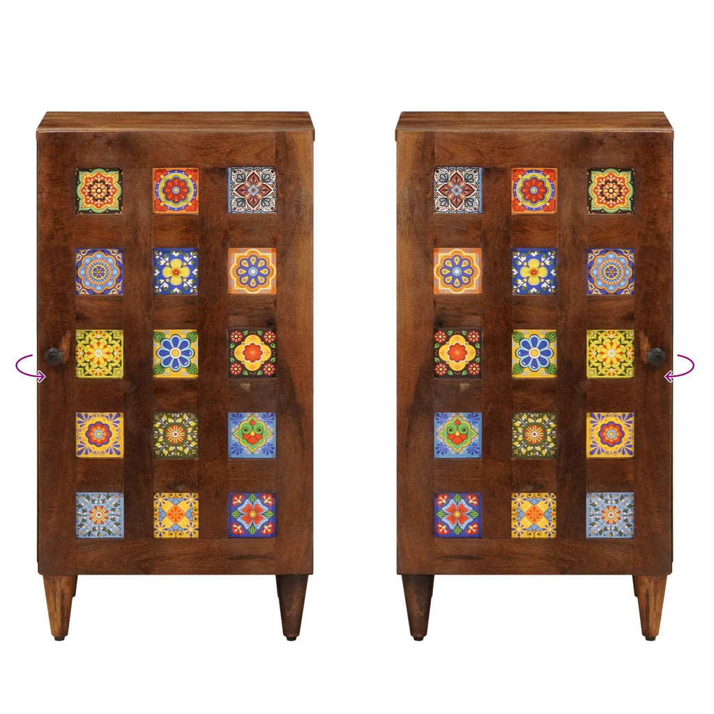 Sideboard mit Speicher Walnuss 40 x 33 x 75 cm Massivholz Mango
