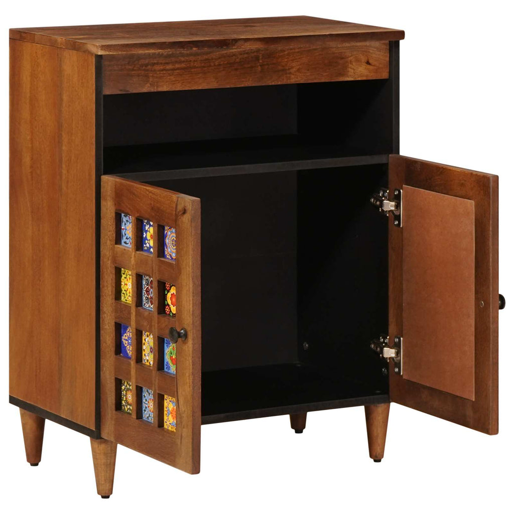 Sideboard mit Speicher Walnuss 60 x 33 x 75 cm Massivholz Mango