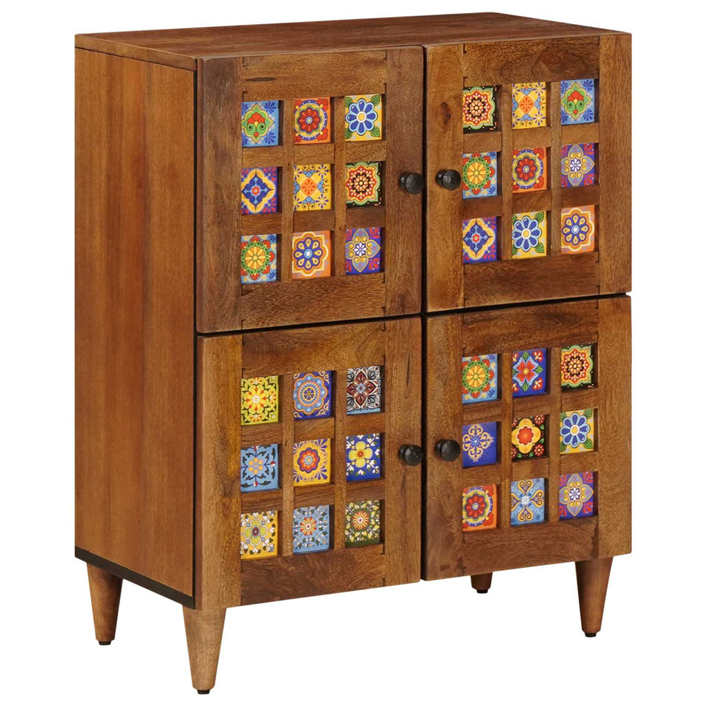 Sideboard mit Speicher Walnuss 60 x 33 x 75 cm Massivholz Mango