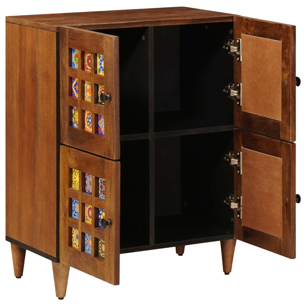 Sideboard mit Speicher Walnuss 60 x 33 x 75 cm Massivholz Mango
