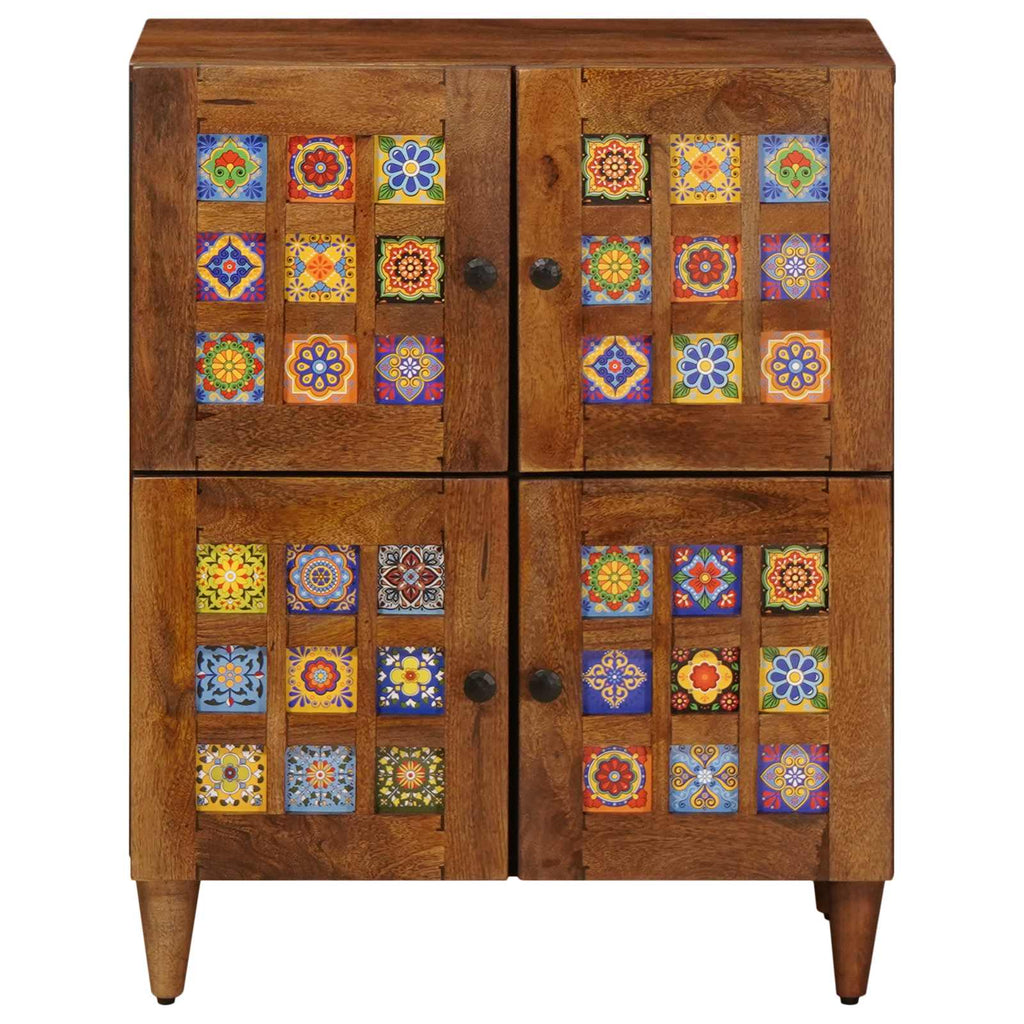 Sideboard mit Speicher Walnuss 60 x 33 x 75 cm Massivholz Mango
