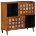 Sideboard mit Speicher Walnuss 80 x 33 x 75 cm Massivholz Mango