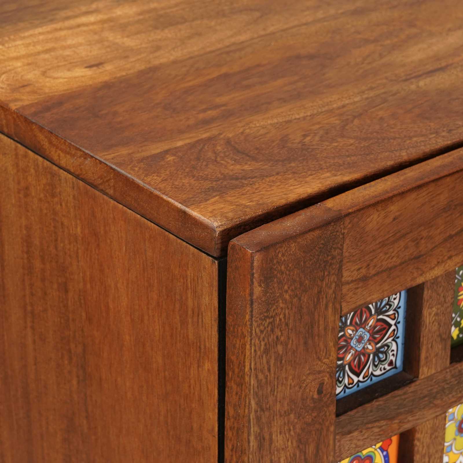 Highboard mit Tür Walnuss 40 x 33 x 110 cm Massivholz Mango