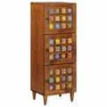 Highboard mit Tür Walnuss 40 x 33 x 110 cm Massivholz Mango