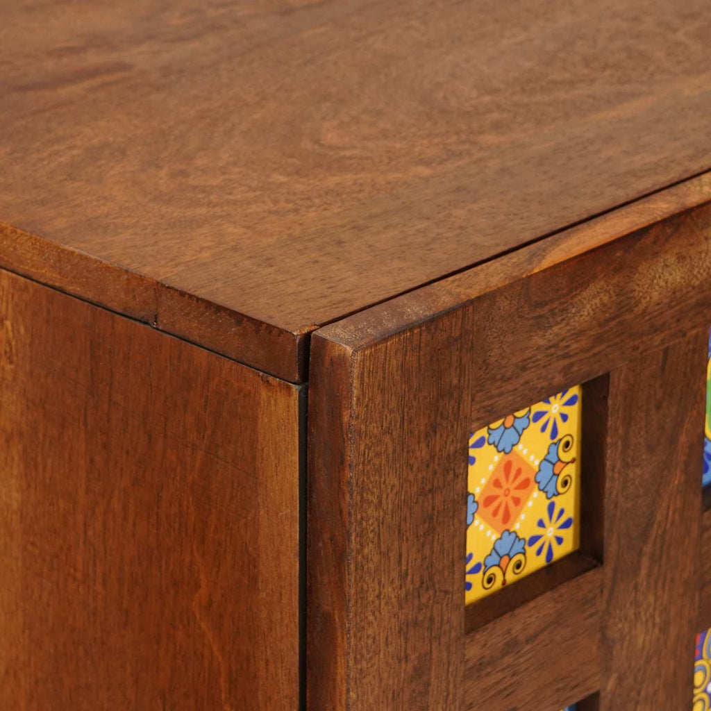 Highboard mit Tür Walnuss 60 x 33,5 x 100 cm Massivholz Mango