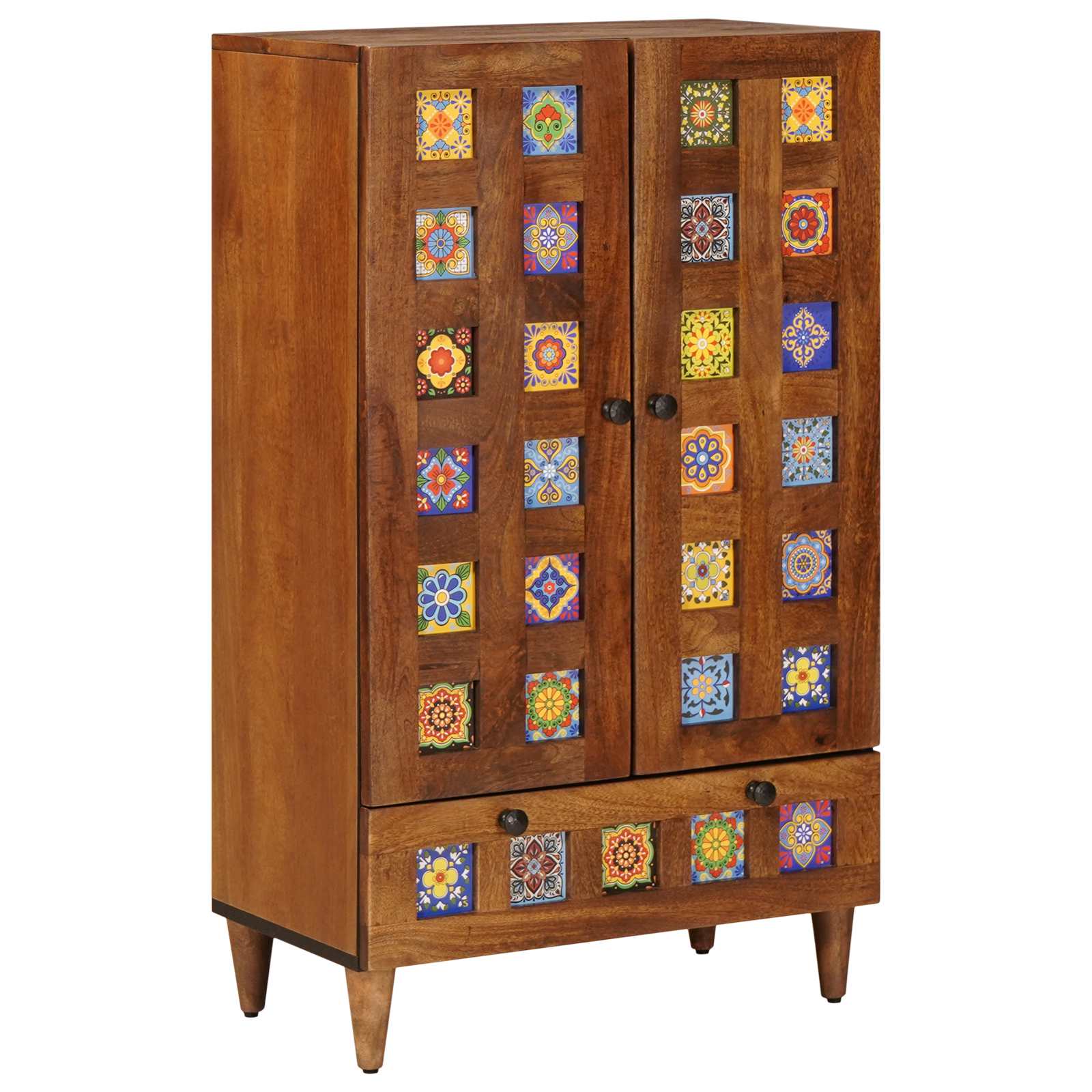Highboard mit Tür Walnuss 60 x 33,5 x 100 cm Massivholz Mango