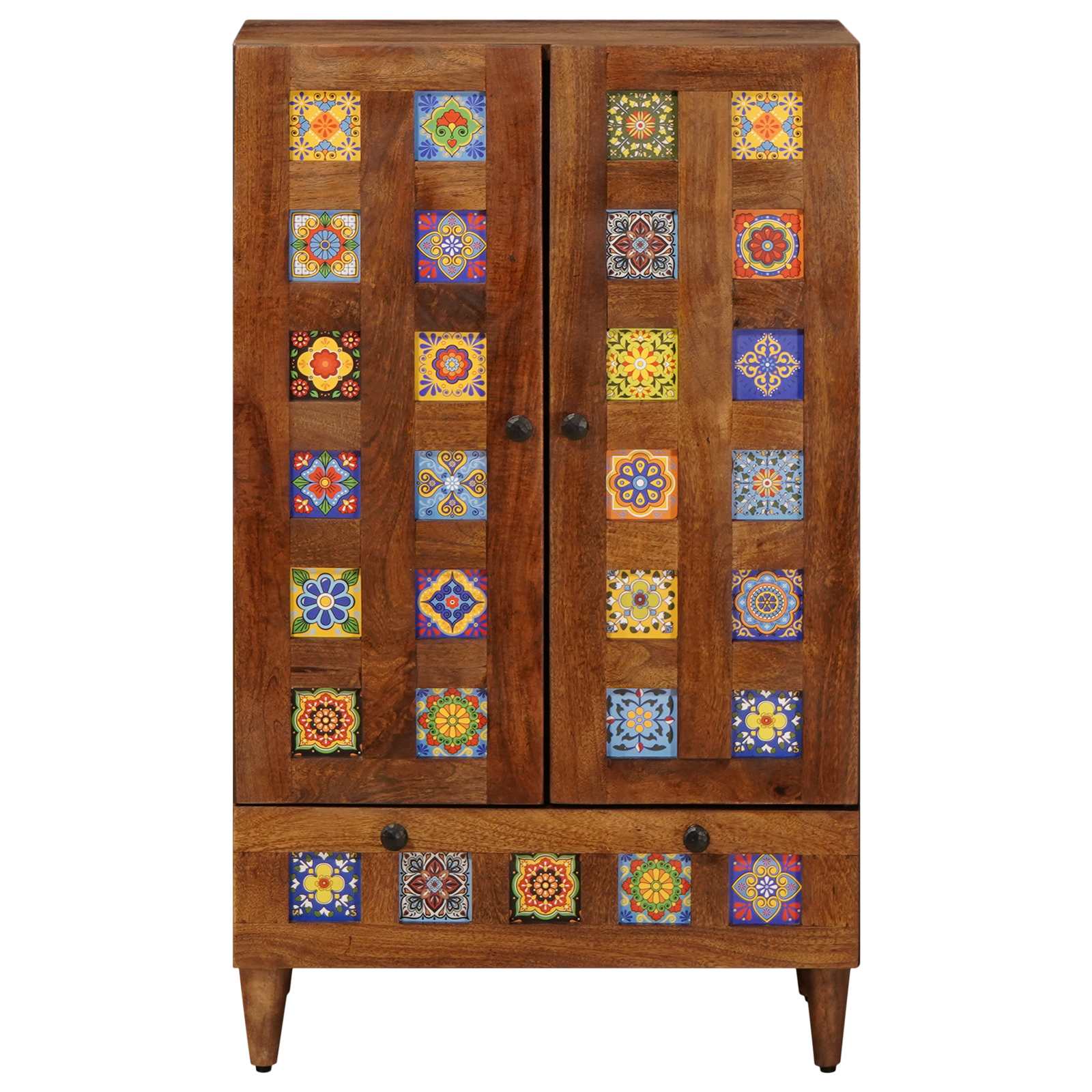 Highboard mit Tür Walnuss 60 x 33,5 x 100 cm Massivholz Mango