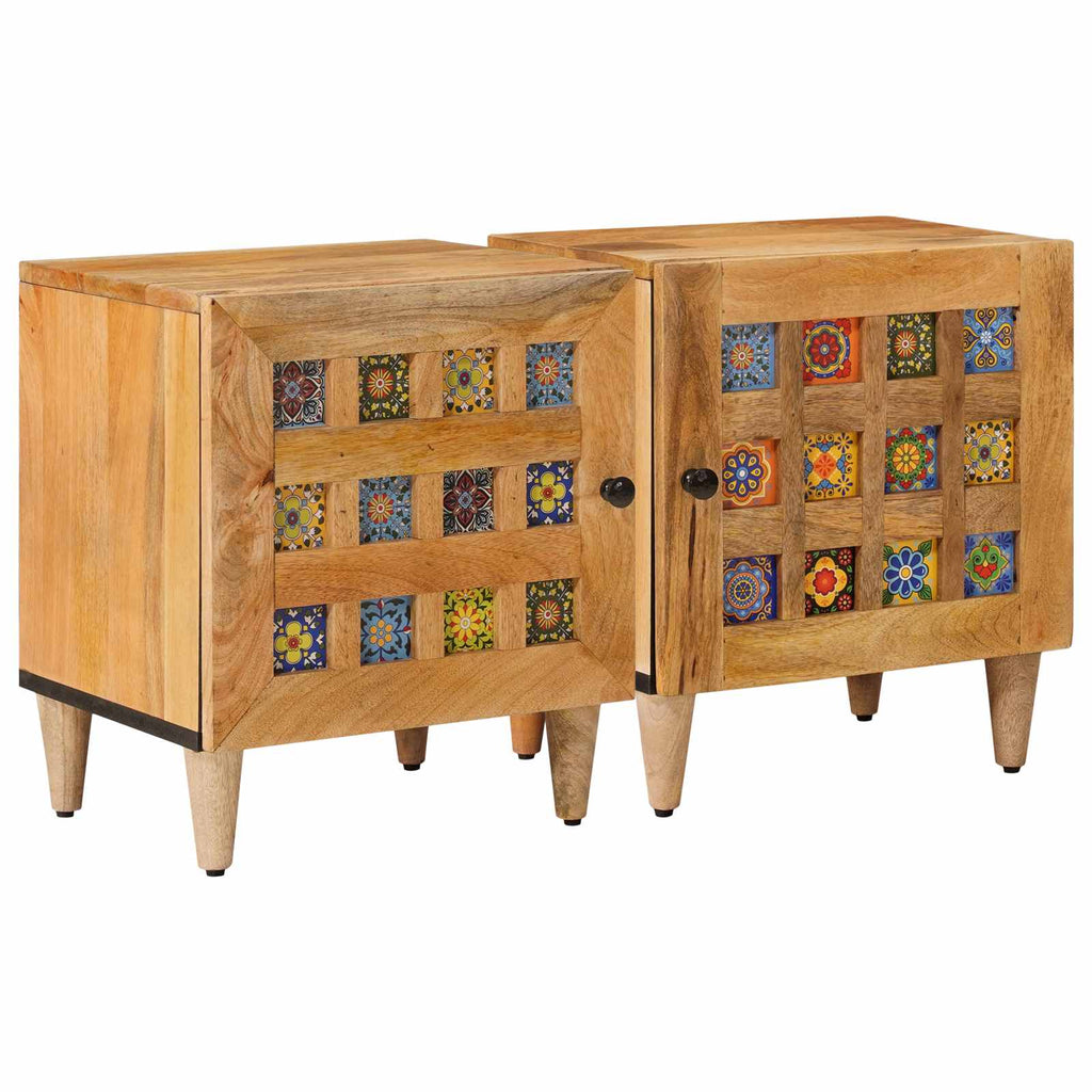 Nachttisch 2 pcs Natur 40 x 33 x 46 cm Massivholz Mango