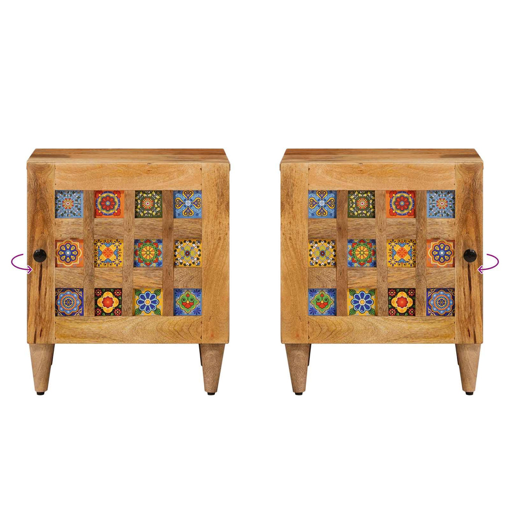 Nachttisch 2 pcs Natur 40 x 33 x 46 cm Massivholz Mango