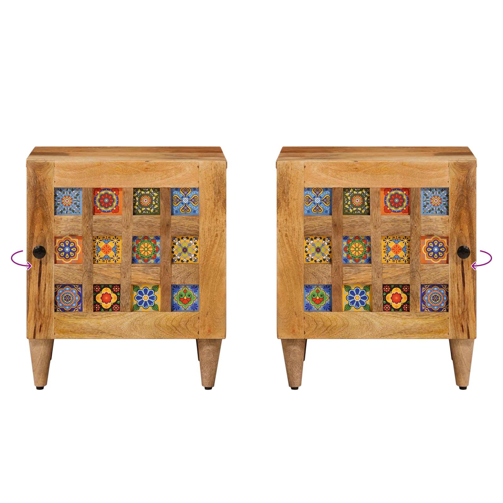 Nachttisch 2 pcs Natur 40 x 33 x 46 cm Massivholz Mango