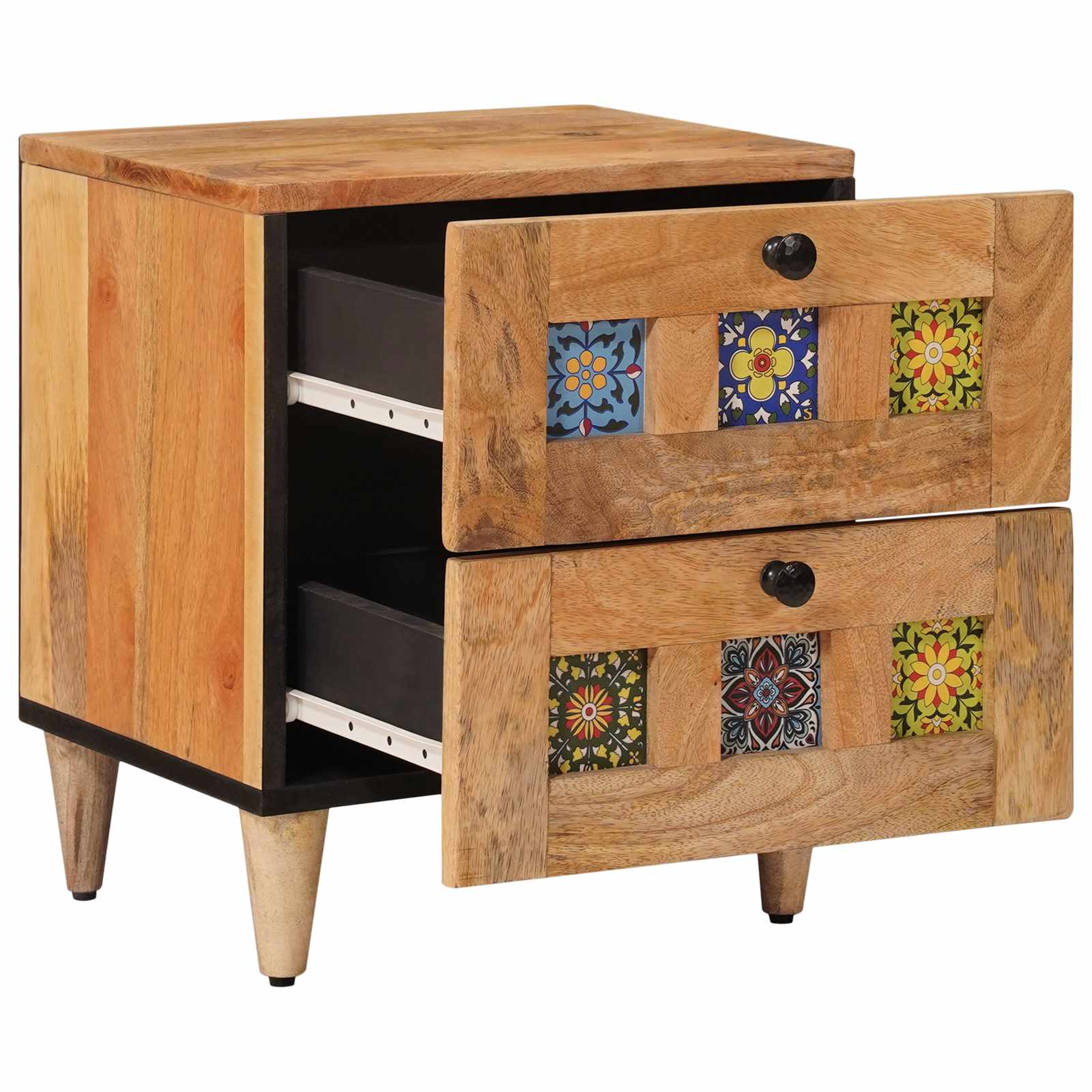Nachttisch Natur 40 x 33,5 x 46 cm Massivholz Mango