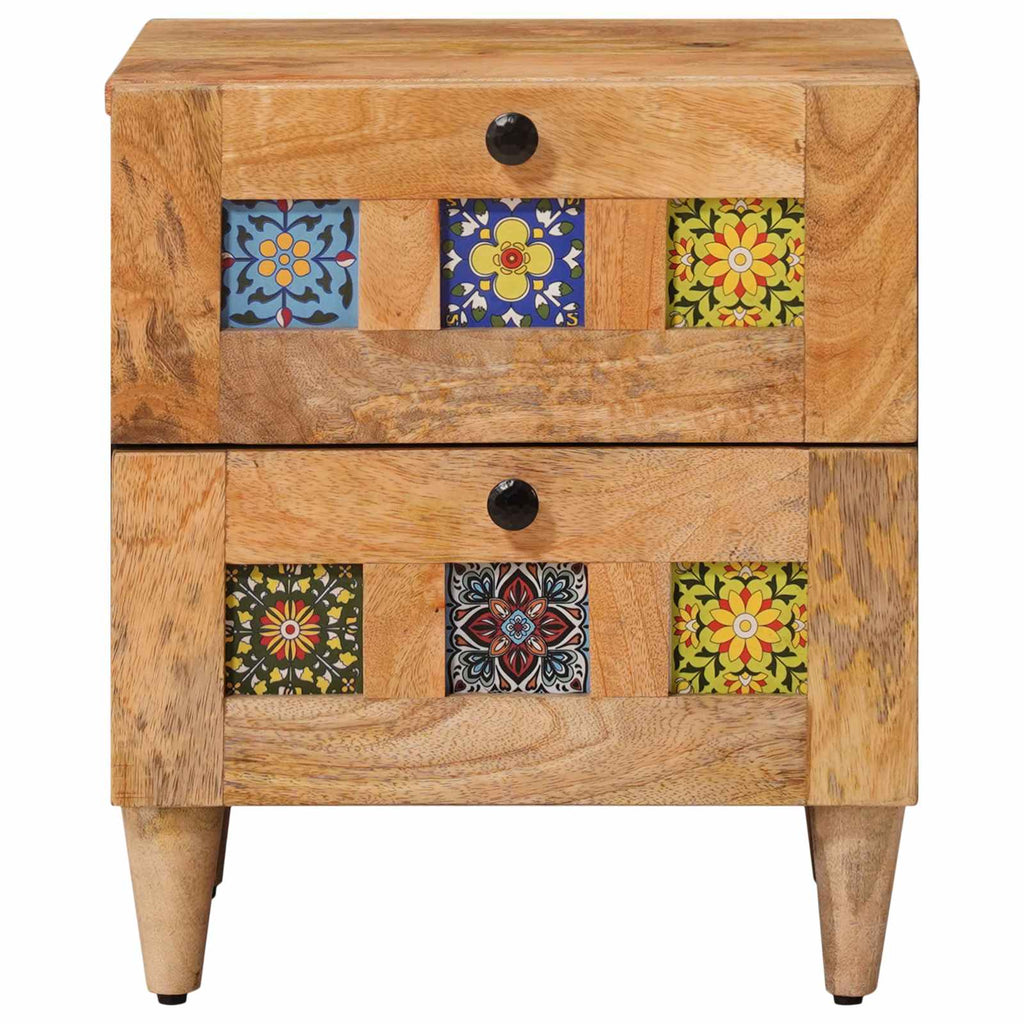 Nachttisch Natur 40 x 33,5 x 46 cm Massivholz Mango