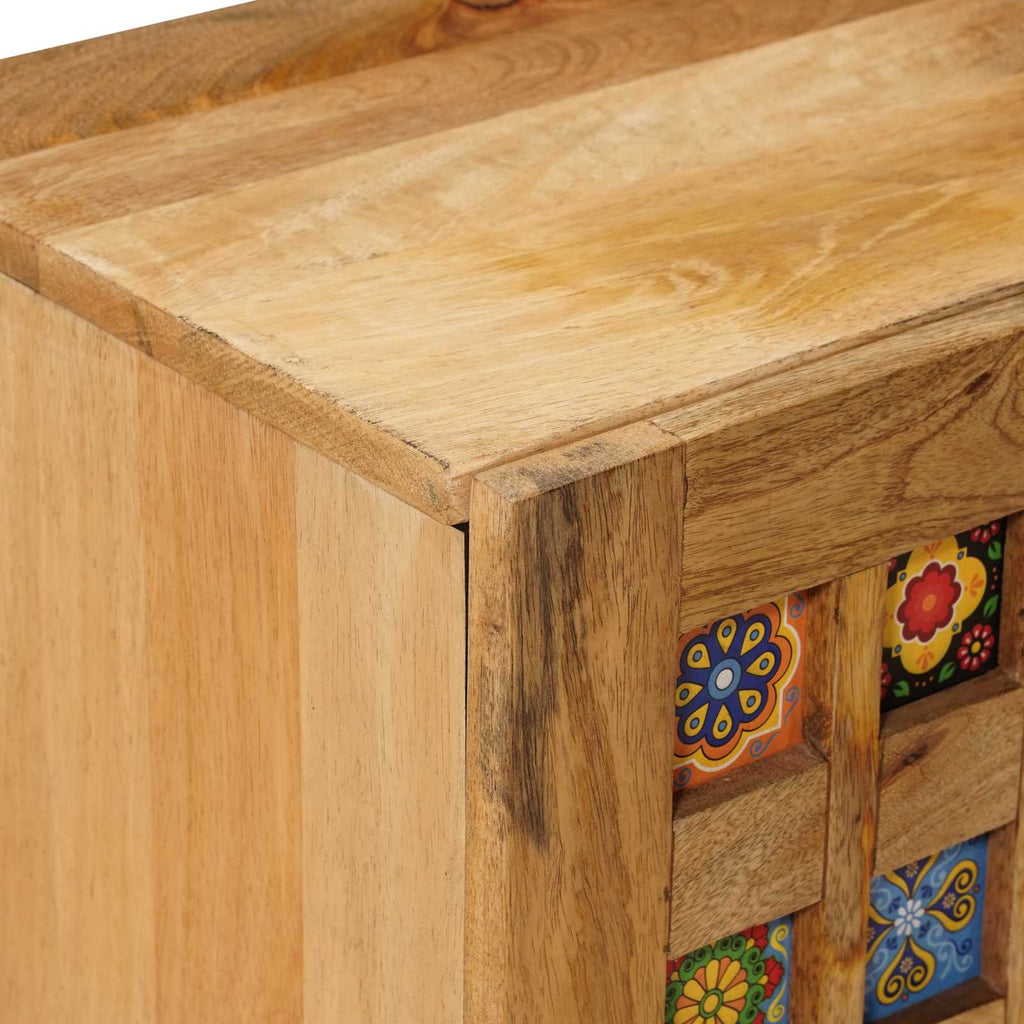 TV-Schränk mit Regal Natur 105 x 33 x 46 cm Massivholz Mango