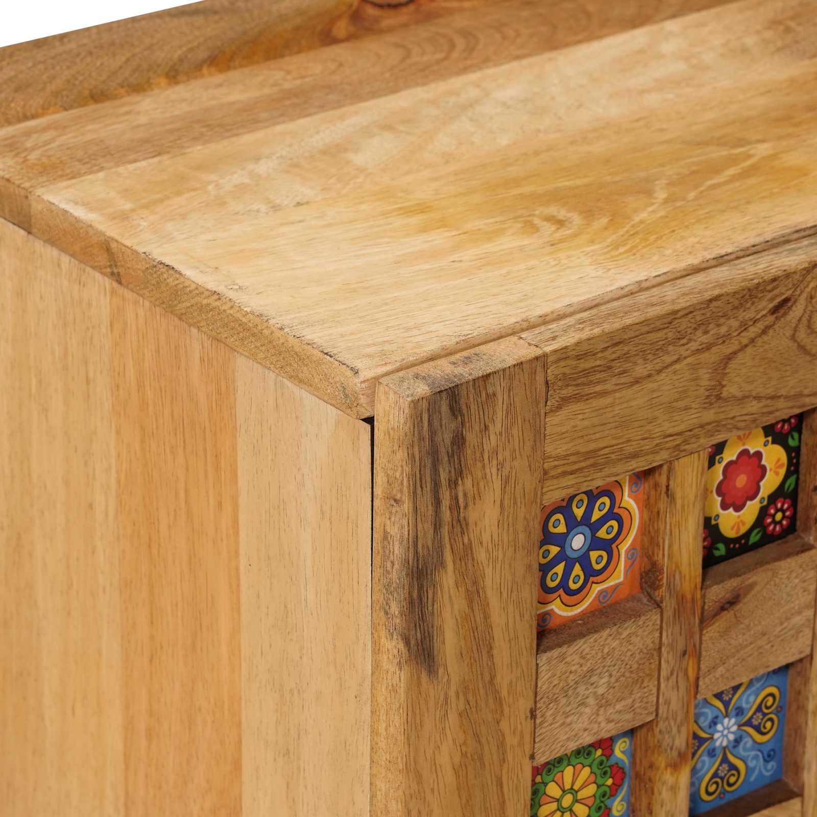 TV-Schränk mit Regal Natur 105 x 33 x 46 cm Massivholz Mango