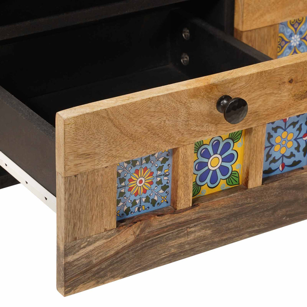 TV-Schränk mit Regal Natur 70 x 33 x 46 cm Massivholz Mango