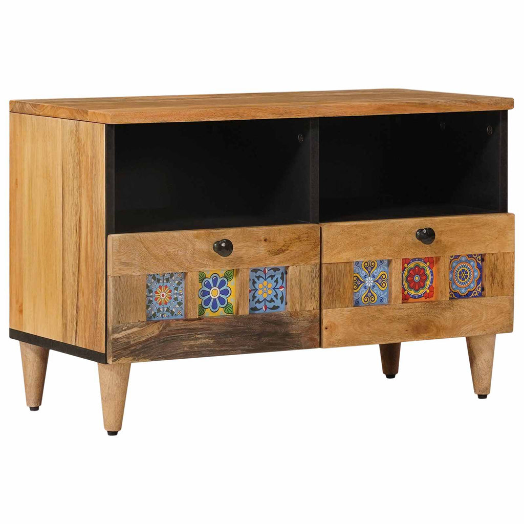 TV-Schränk mit Regal Natur 70 x 33 x 46 cm Massivholz Mango