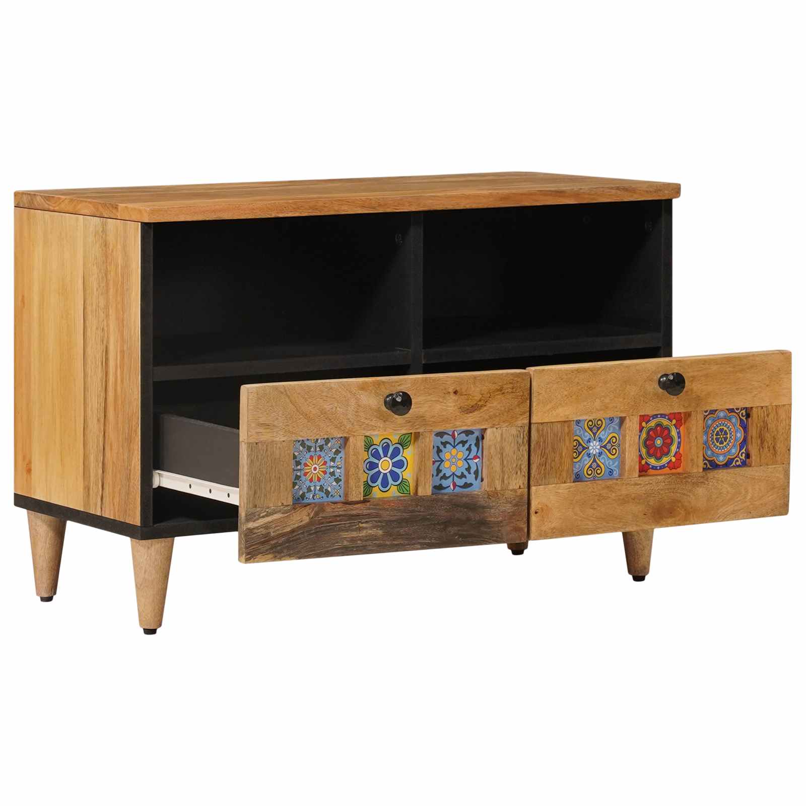 TV-Schränk mit Regal Natur 70 x 33 x 46 cm Massivholz Mango