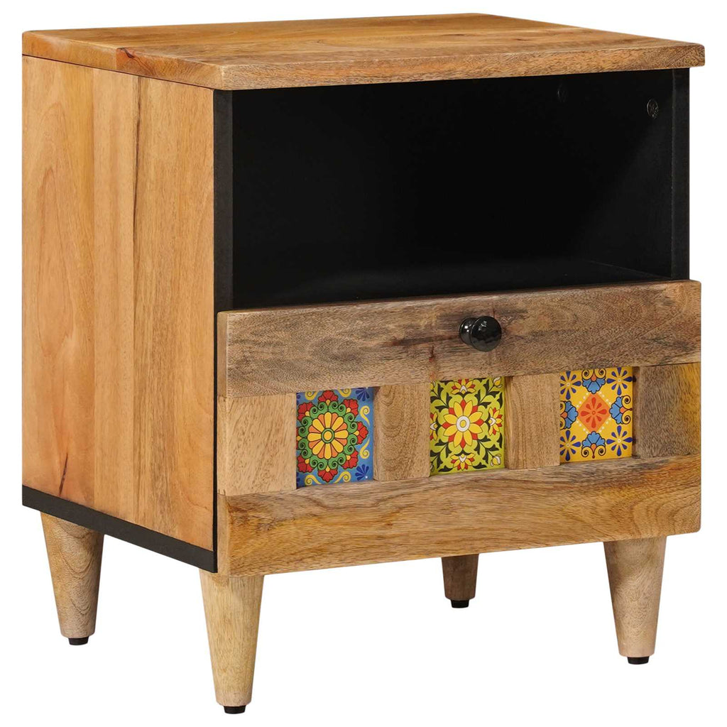 Nachttisch Natur 40 x 33 x 46 cm Massivholz Mango