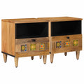 Nachttisch 2 pcs Natur 40 x 33 x 46 cm Massivholz Mango