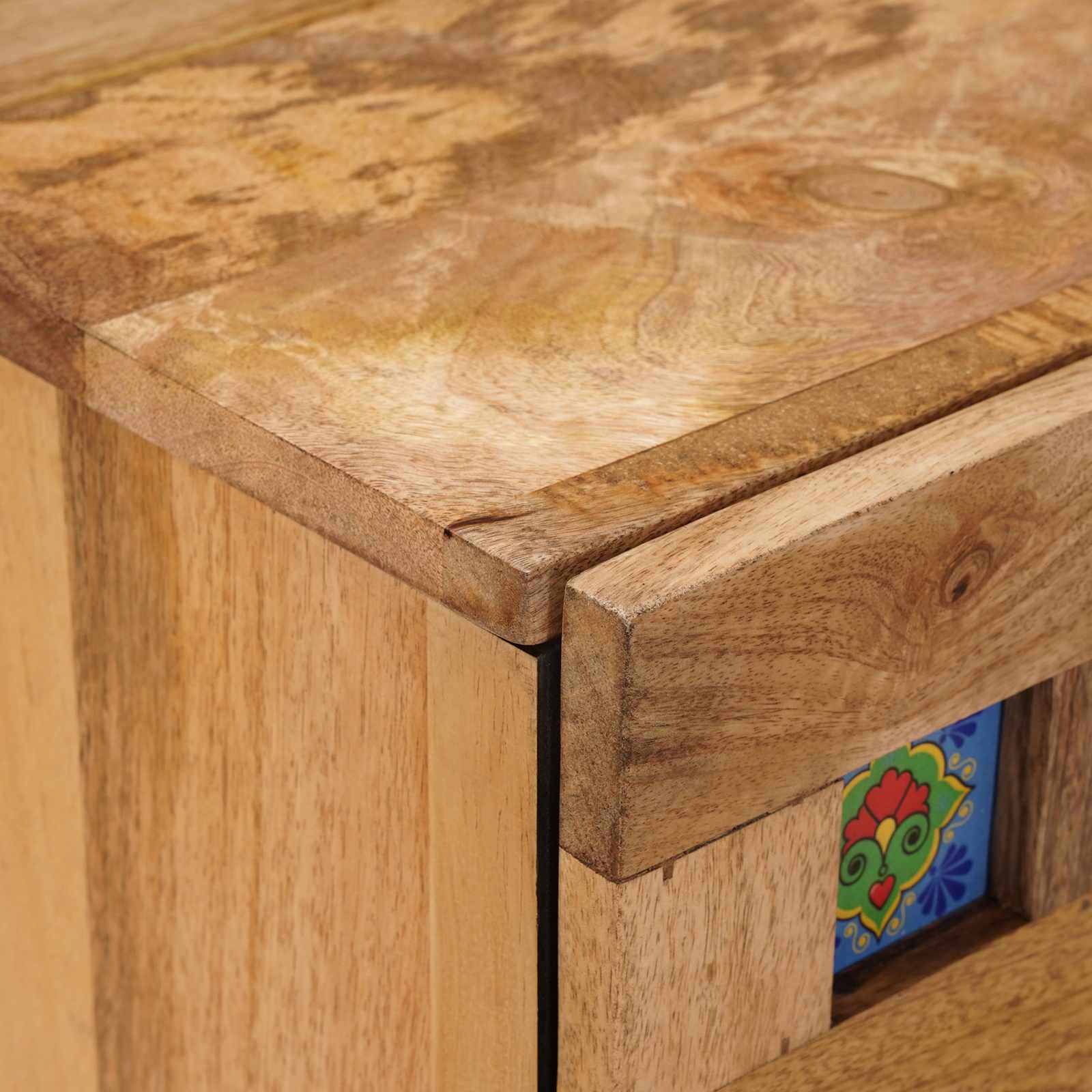 Nachttisch Natur 50 x 33 x 60 cm Massivholz Mango