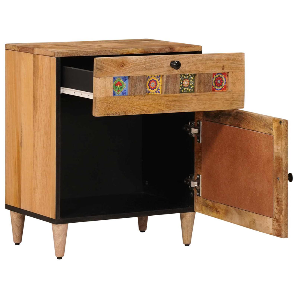 Nachttisch Natur 50 x 33 x 60 cm Massivholz Mango