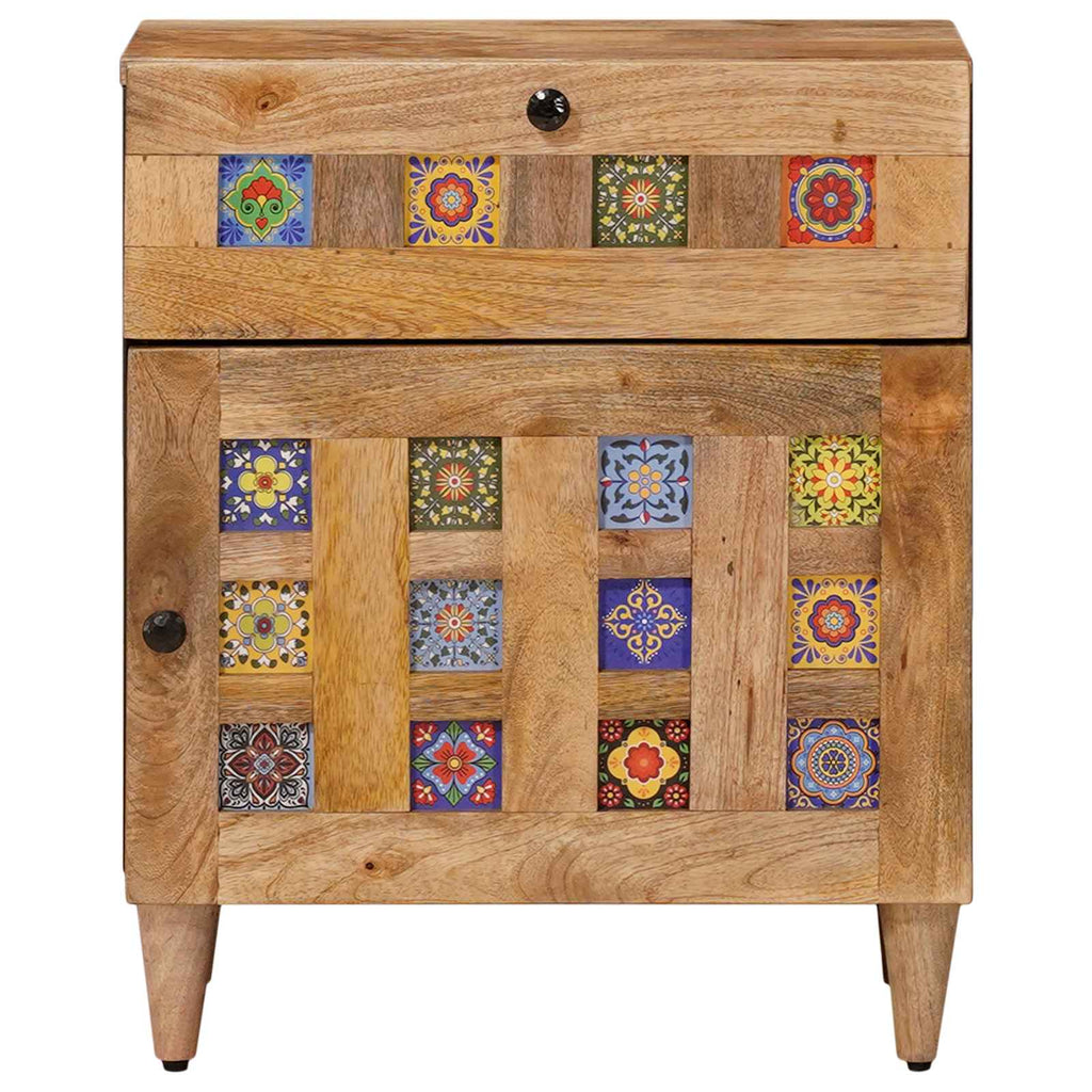 Nachttisch Natur 50 x 33 x 60 cm Massivholz Mango