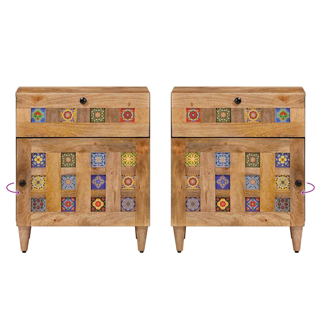 Nachttisch Natur 50 x 33 x 60 cm Massivholz Mango