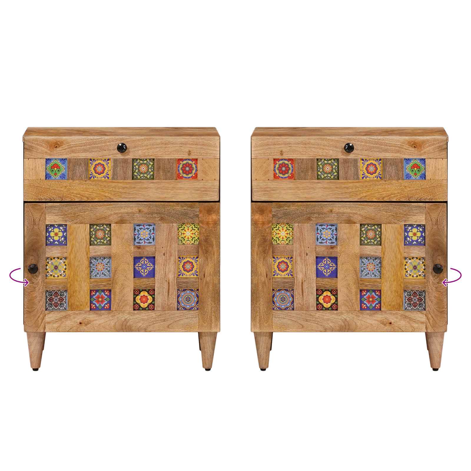 Nachttisch Natur 50 x 33 x 60 cm Massivholz Mango
