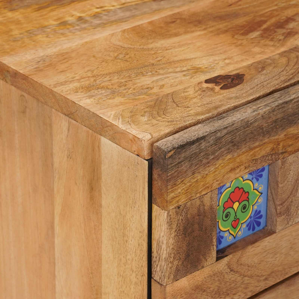 Nachttisch Natur 50 x 33 x 62 cm Massivholz Mango