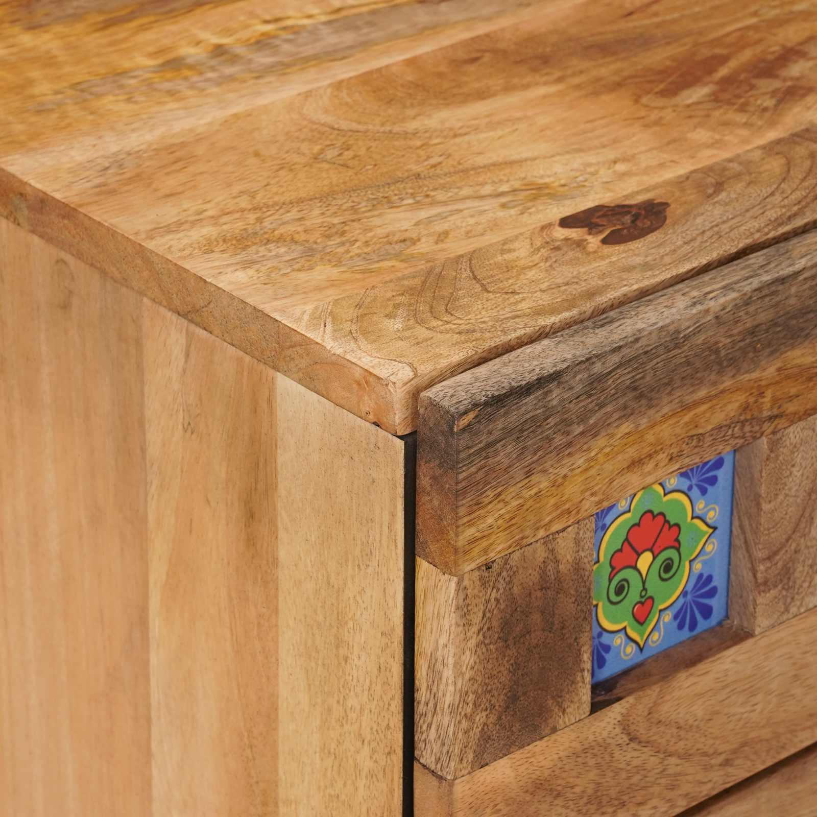 Nachttisch Natur 50 x 33 x 62 cm Massivholz Mango