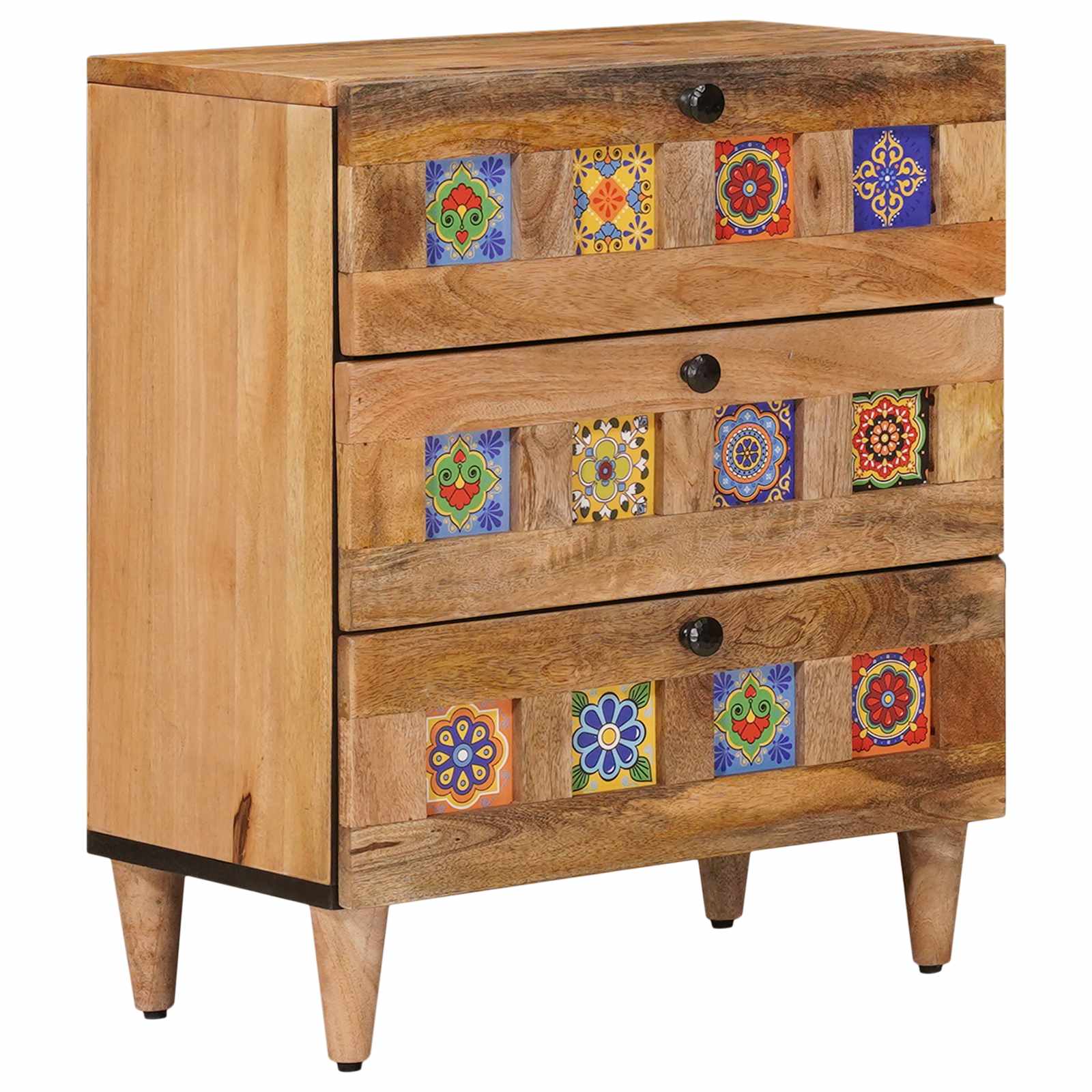 Nachttisch Natur 50 x 33 x 62 cm Massivholz Mango