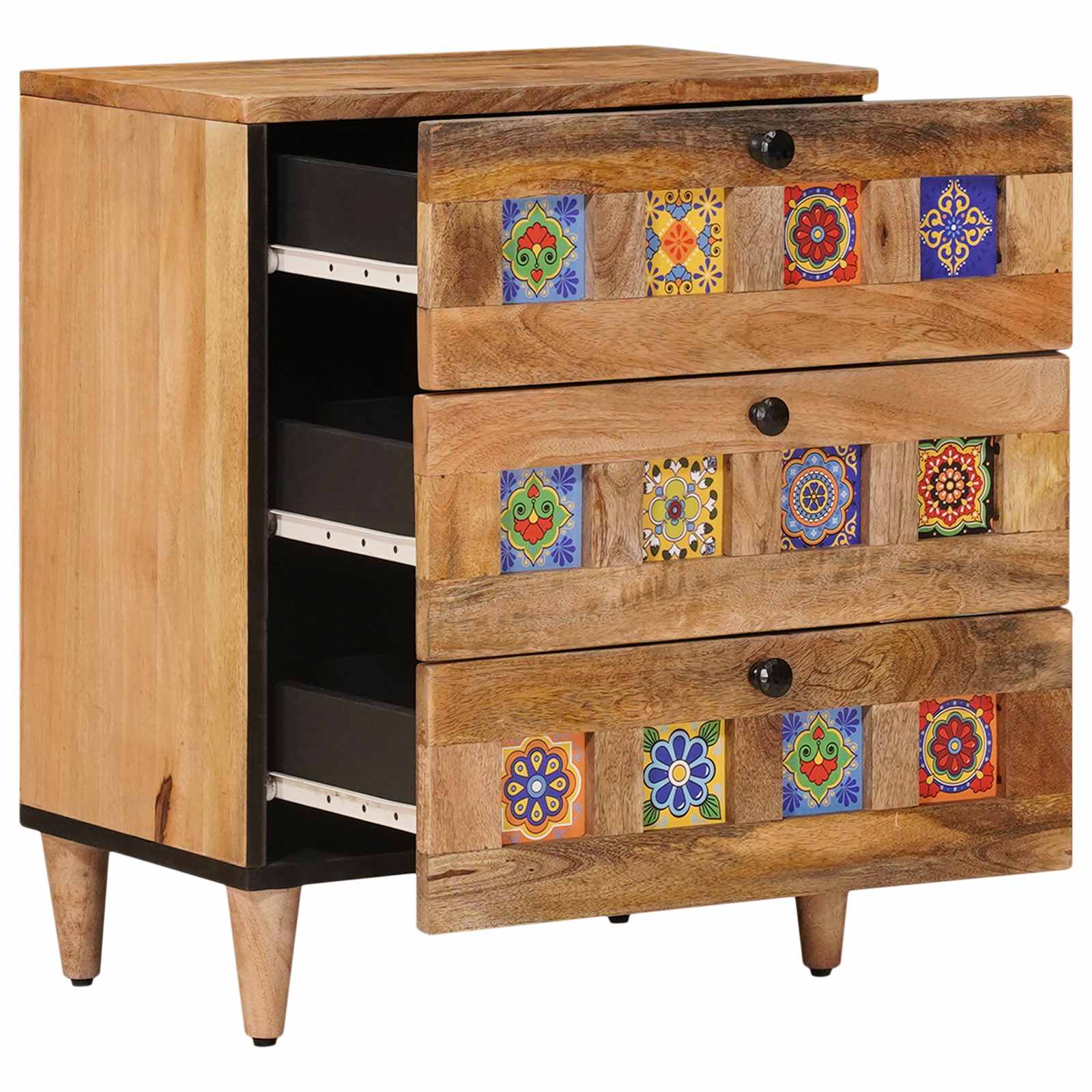 Nachttisch Natur 50 x 33 x 62 cm Massivholz Mango