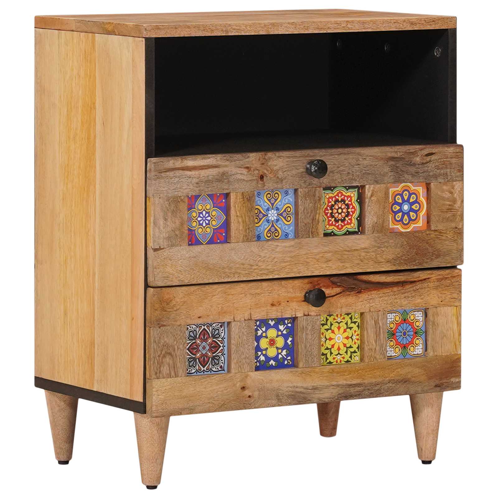 Nachttisch Natur 50 x 33 x 62 cm Massivholz Mango