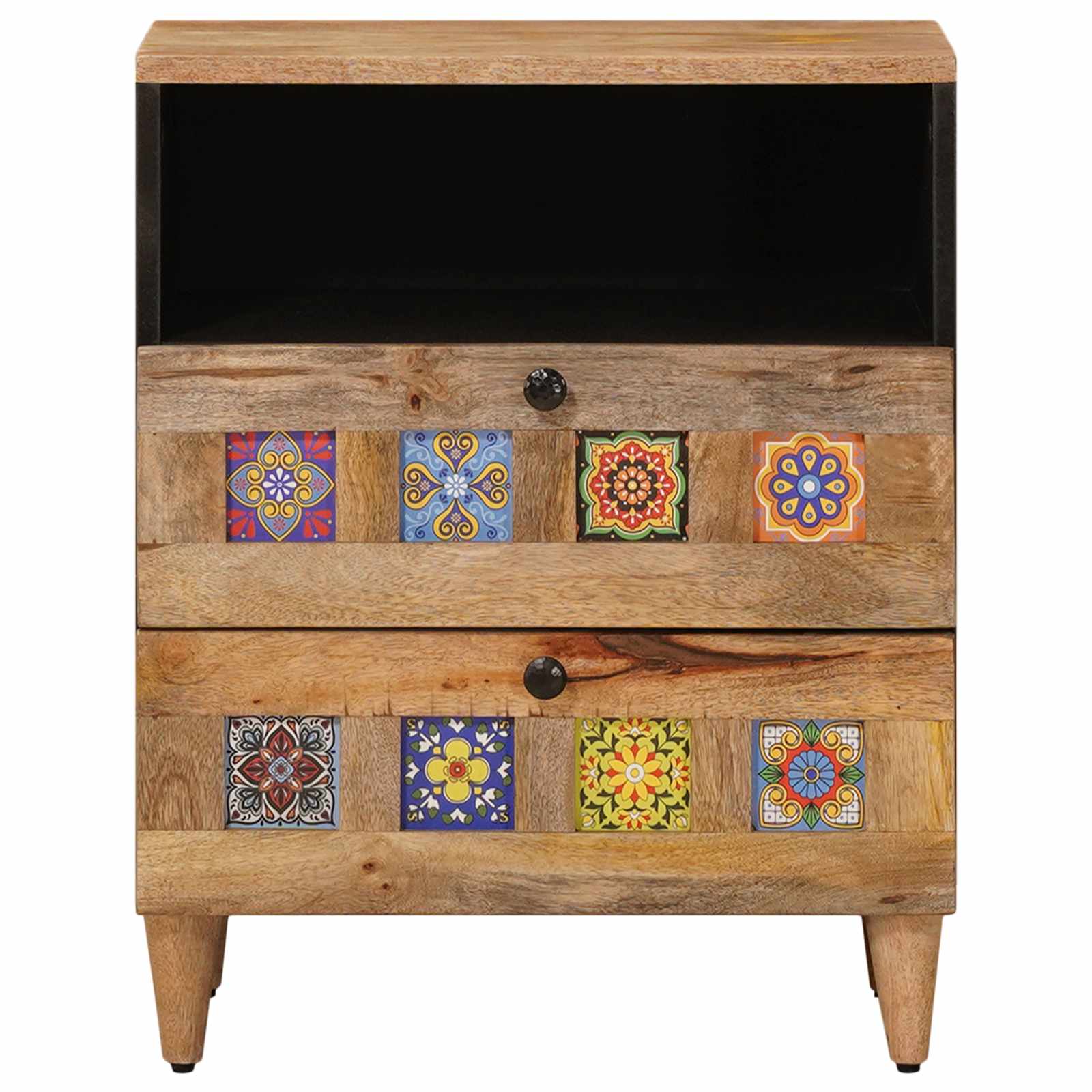 Nachttisch Natur 50 x 33 x 62 cm Massivholz Mango